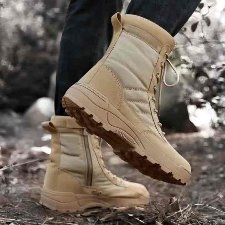 Men's camel tactical boots with rugged design | GENZY OFFICIAL